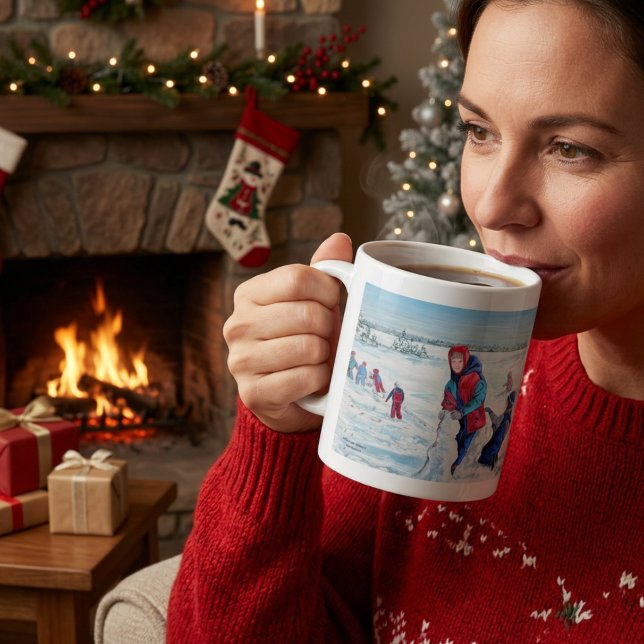 Niedliche Winterlandschaft des ersten Schneefalls Kaffeetasse (Von Creator hochgeladen)