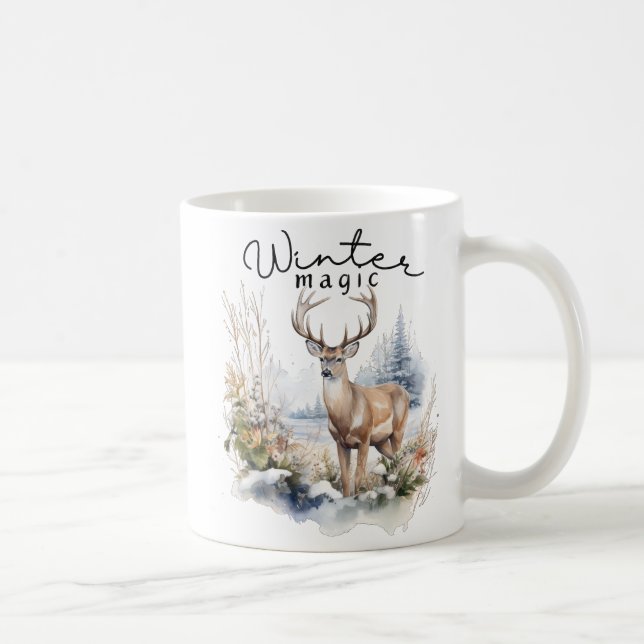 Niedliche Wintermagie/Hirsch Kaffeetasse (Rechts)