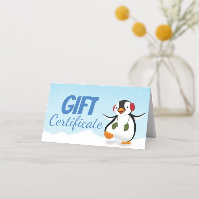 Niedliche Winterpinguin-Geschenkkarte Platzkarte (Vorderseite)