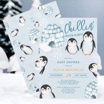 Niedliche Winterpinguin-Iglu-Babydusche