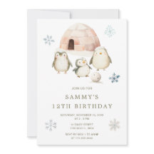 Niedliche Winterpinguine Geburtstagsparty
