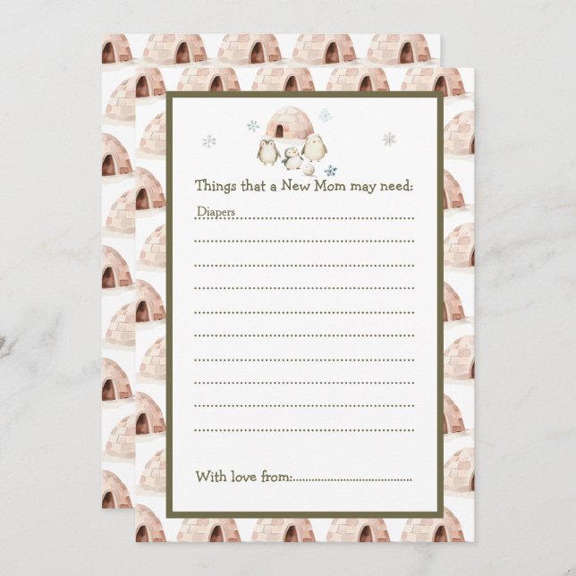 Niedliche Winterpinguine Kinderdusche Einladung (Vorne/Hinten)