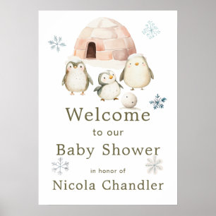 Niedliche Winterpinguine Kinderdusche Poster