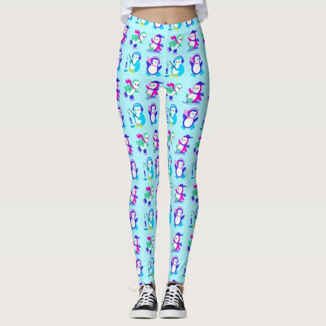 Niedliche Winterpinguine Leggings (Vorderseite)
