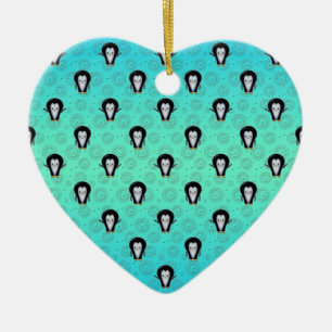 Niedliche Winterpinguine über Aquamarinen und Minz Keramik Ornament