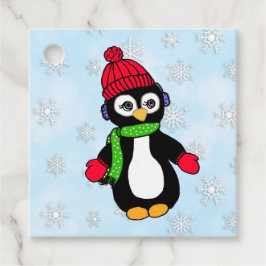 Niedliche Winterpinguine und Schneeflocken Geschenkanhänger
