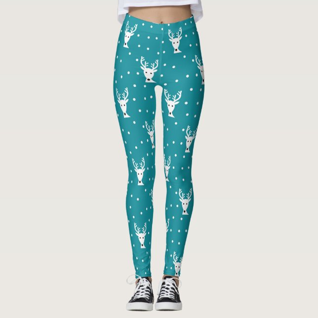 Niedliche Winterrentiermuster Leggings (Vorderseite)