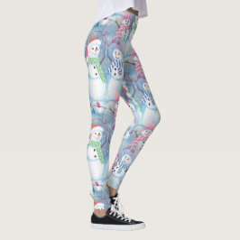 Niedliche Wintersaison Snowmen Kunst, Dichtung und Leggings