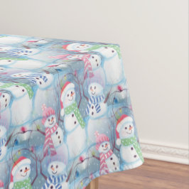 Niedliche Wintersaison Snowmen Kunst, Dichtung und Tischdecke