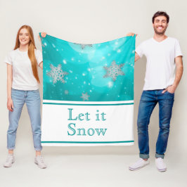 Niedliche Winterschneeflocken Blau Fleecedecke