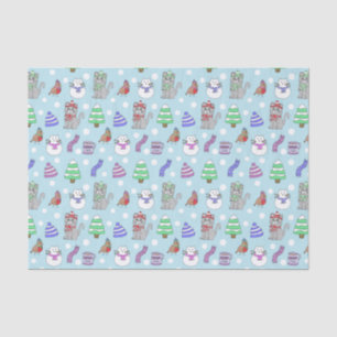 Niedliche Winterschneekatze Seidenpapier