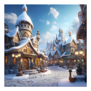Niedliche Winterstadt Fotodruck