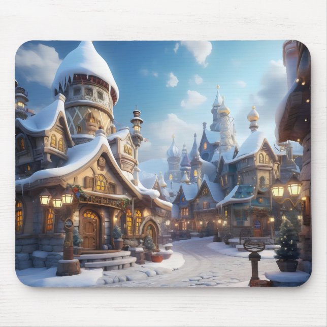 Niedliche Winterstadt Mousepad (Vorne)