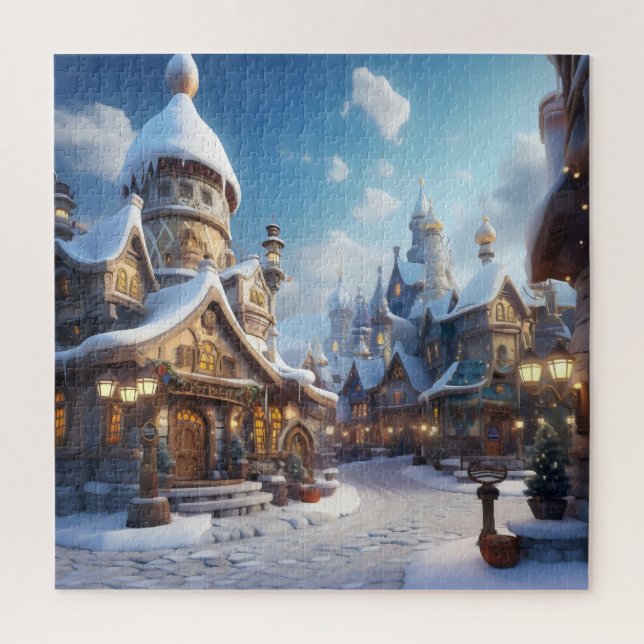 Niedliche Winterstadt Puzzle (Vertikal)