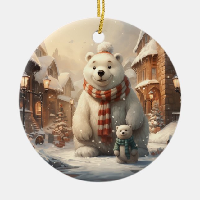 Niedliche Winterszenen Keramik Keramik Ornament (Vorne)