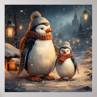 Niedliche Winterszenen-Poster
