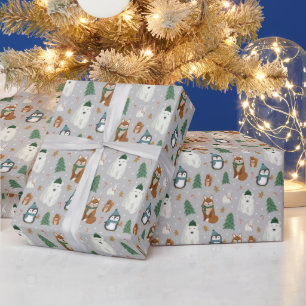 Niedliche Wintertiere Weihnachten Geschenkpapier