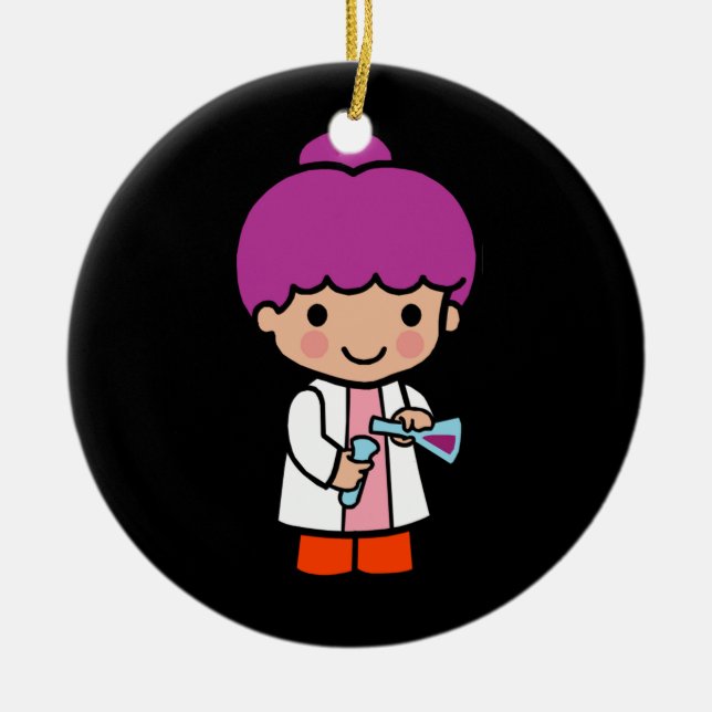 Niedliche Wissenschaftlerin / Chemist Girl with Fl Keramik Ornament (Vorne)