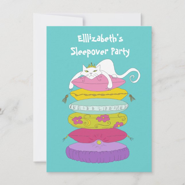 Niedliche witzige Katze und Erbse Einladung (Vorderseite)