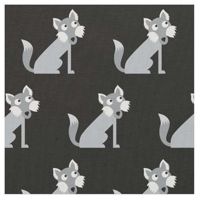 Niedliche Wolf Kid Baby Kinderzimmer Black Stoff (Nahaufnahme)