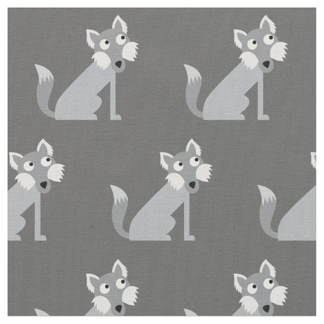 Niedliche Wolf Wolves Kid Baby Kinderzimmer Grau Stoff (Nahaufnahme)