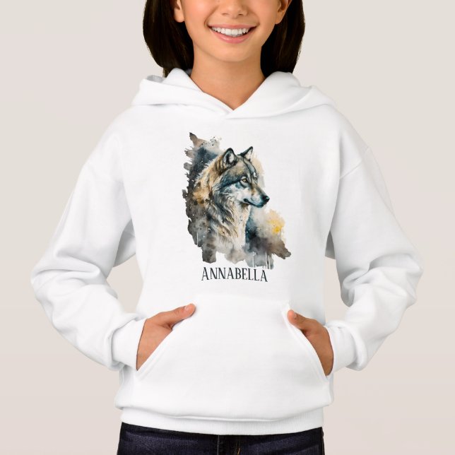 niedliche Wolfsliebhaber geben Namen Hoodie (Vorderseite)
