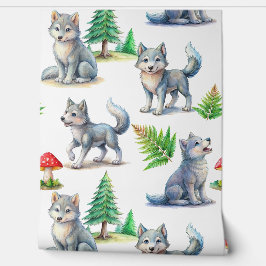 Niedliche Wolfwelpen Welpentiere Kinderzimmer Deko Tapete