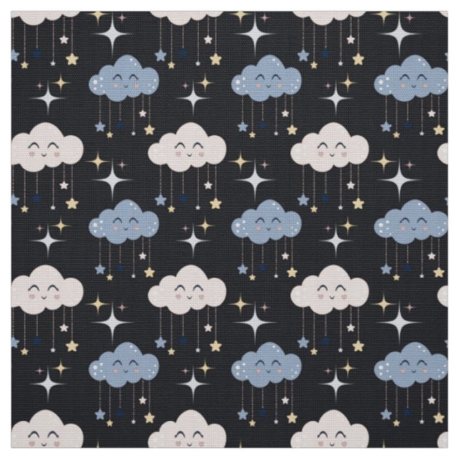 Niedliche Wolken auf dunklem Stoff durch das Gardf (Muster)