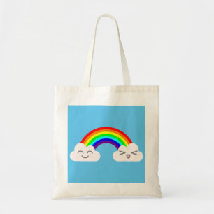 Niedliche Wolken und ein Regenbogenbeutel Tragetasche