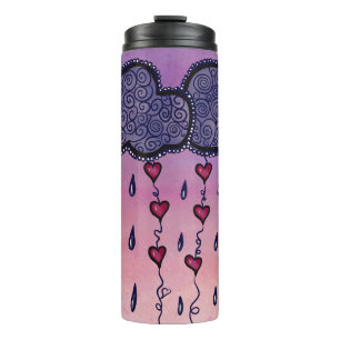 Niedliche Wolken und Herzkunst Thermosbecher