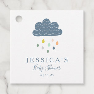 Niedliche Wolken und Regentropfen in Blue Baby Dus Geschenkanhänger