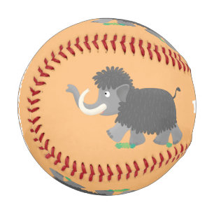 Niedliche Wollmammut-Cartoon-Abbildung Baseball
