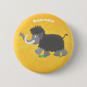 Niedliche Wollmammut-Cartoon-Abbildung Button