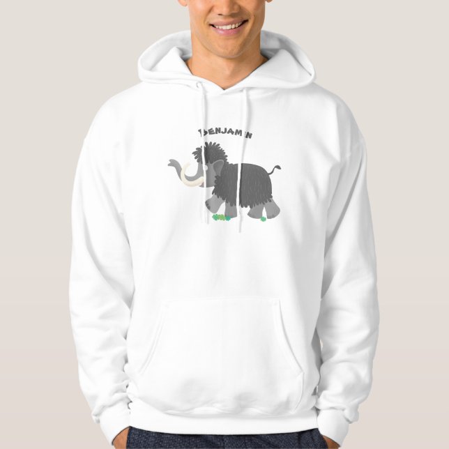Niedliche Wollmammut-Cartoon-Abbildung Hoodie (Vorderseite)