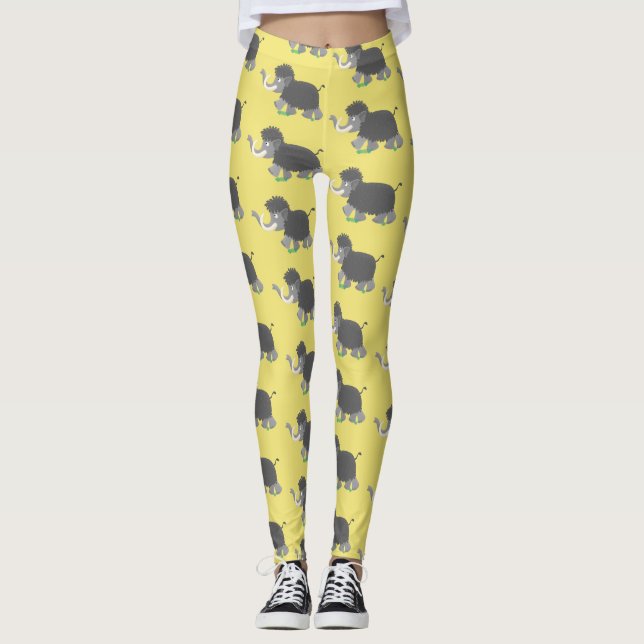 Niedliche Wollmammut-Cartoon-Abbildung Leggings (Vorderseite)