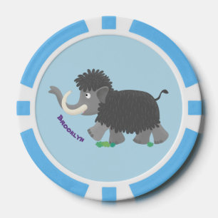 Niedliche Wollmammut-Cartoon-Abbildung Pokerchips