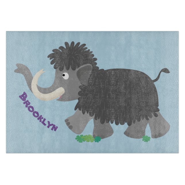 Niedliche Wollmammut-Cartoon-Abbildung Schneidebrett (Vorderseite)