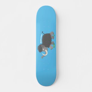 Niedliche Wollmammut-Cartoon-Abbildung Skateboard