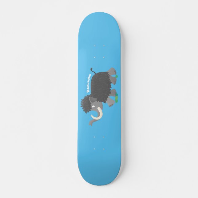 Niedliche Wollmammut-Cartoon-Abbildung Skateboard (Vorne)