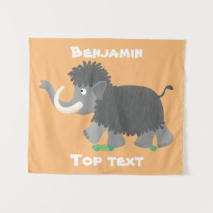 Niedliche Wollmammut-Cartoon-Abbildung Wandteppich
