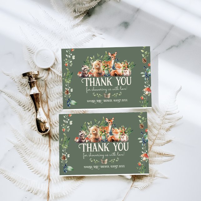 Niedliche Woodland Animal Adventure Neutral Baby S Dankeskarte (Von Creator hochgeladen)