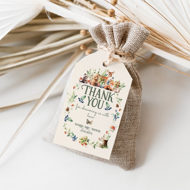 Niedliche Woodland Animal Adventure Neutral Baby S Geschenkanhänger (Von Creator hochgeladen)