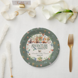 Niedliche Woodland Animal Adventure Neutral Baby S Pappteller