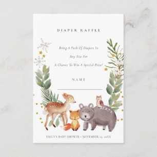 Niedliche Woodland Animal Diaper Kinderdusche Begleitkarte