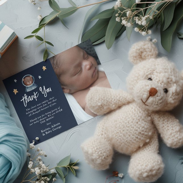 Niedliche Woodland Animal Space Babydusche Dankeskarte (Von Creator hochgeladen)