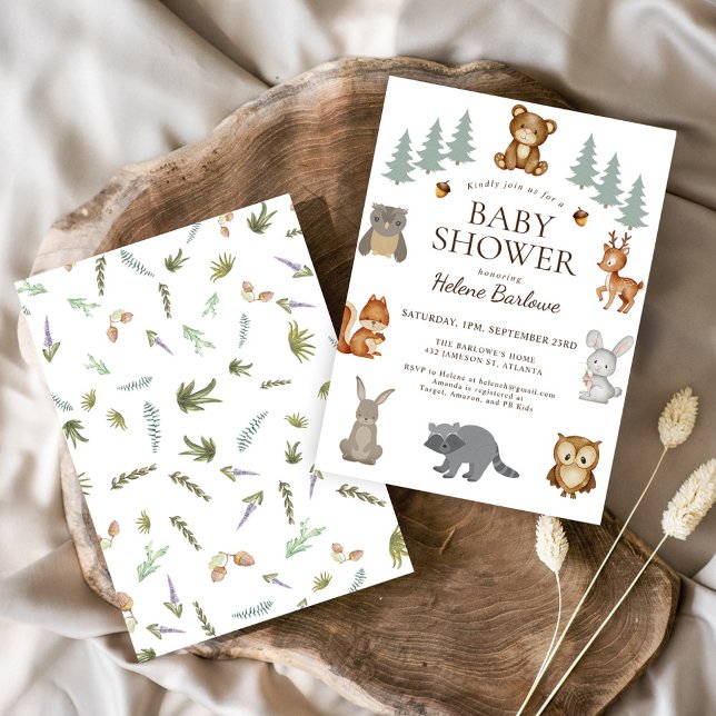 Niedliche Woodland Animals Kinderdusche Einladung (Cute Woodland Animals Baby Shower Invitation)