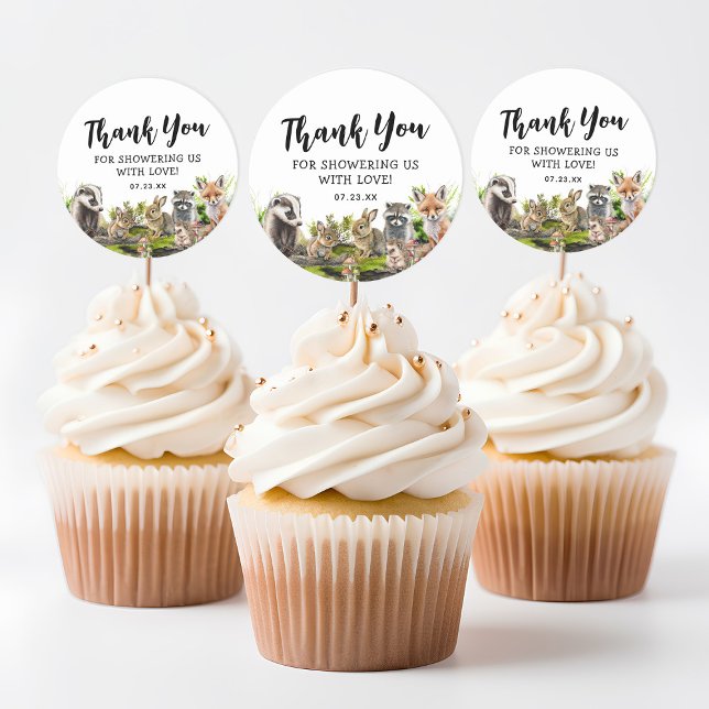 Niedliche Woodland Animals Kinderdusche Runder Aufkleber (Von Creator hochgeladen)