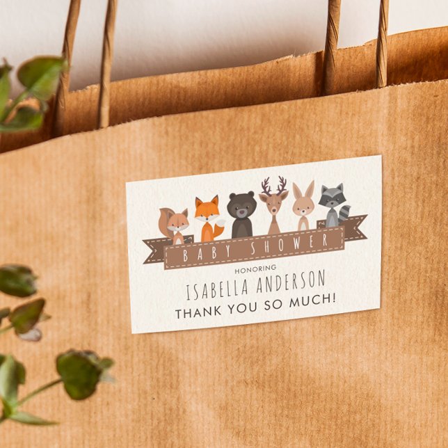 Niedliche Woodland Animals Kinderdusche | Vielen D Rechteckiger Aufkleber (Rectangular Sticker Mock-up)