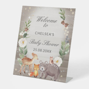 Niedliche Woodland Animals Kinderdusche Willkommen Sockelschild