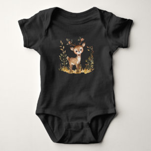Niedliche Woodland Baby Deer Wasserfarbe Illustrat Strampler